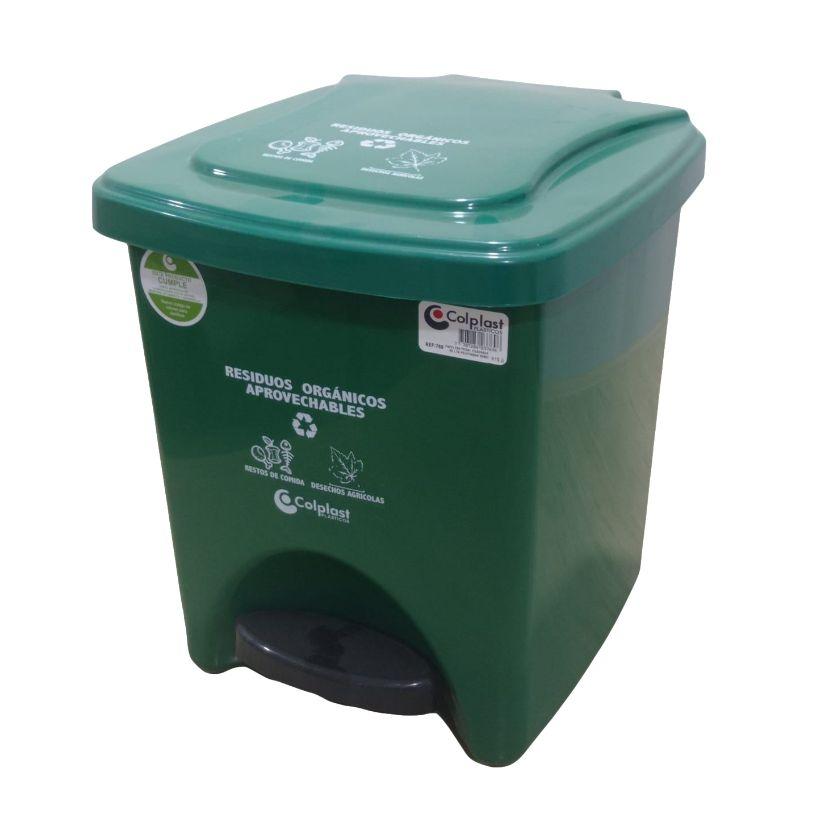 PAPELERA 22LIT CUADRADA PEDAL 769 VERDE