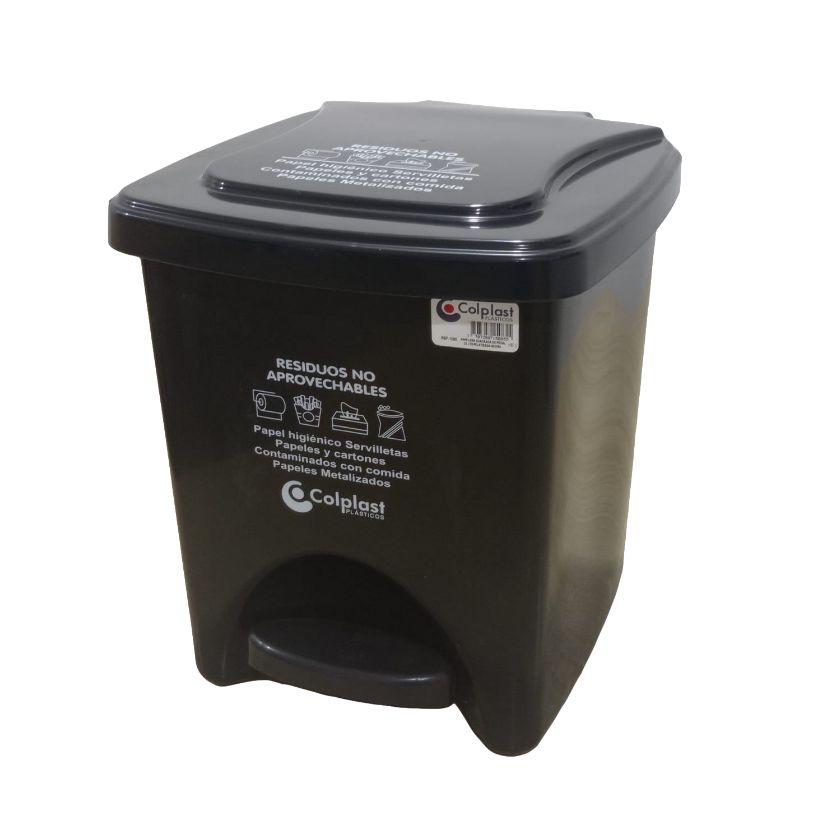 PAPELERA 22LIT CUADRADA PEDAL NEGRO 1085