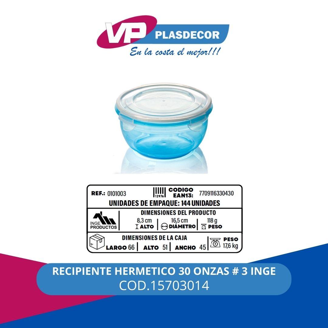 RECIPIENTE HERMETICO 30 ONZAS # 3  INGE - Referencia 15703014 en PLASDECOR Montería
