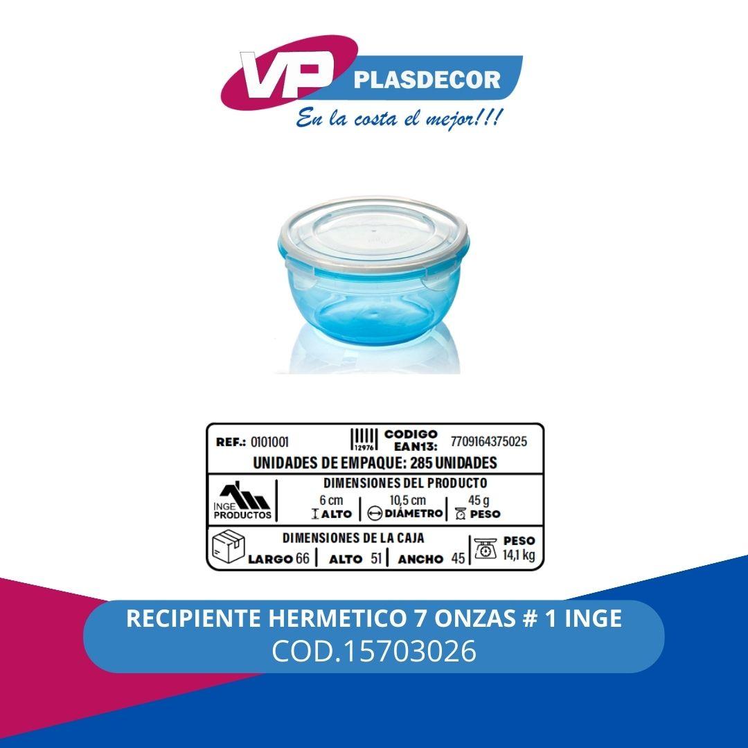 RECIPIENTE HERMETICO 7 ONZAS # 1  INGE - Referencia 15703026 en PLASDECOR Montería
