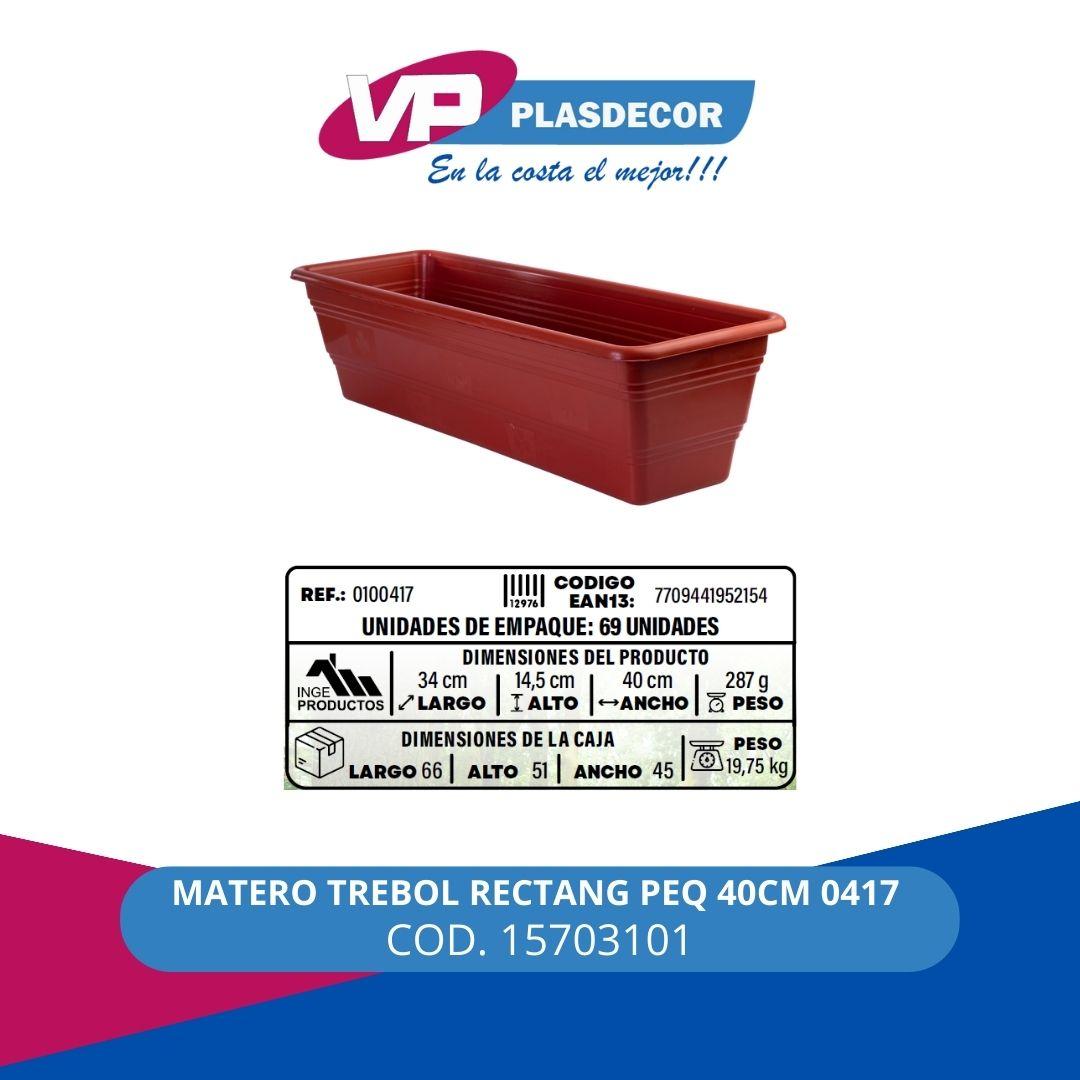 MATERO TREBOL RECTANG PEQ 40CM 0417 INGE - Referencia 15703101 en PLASDECOR Montería