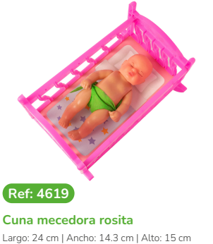 CUNA MECEDORA ROSITA C/MUNECO 4619 MUNDI - Referencia 19506071 en PLASDECOR Montería