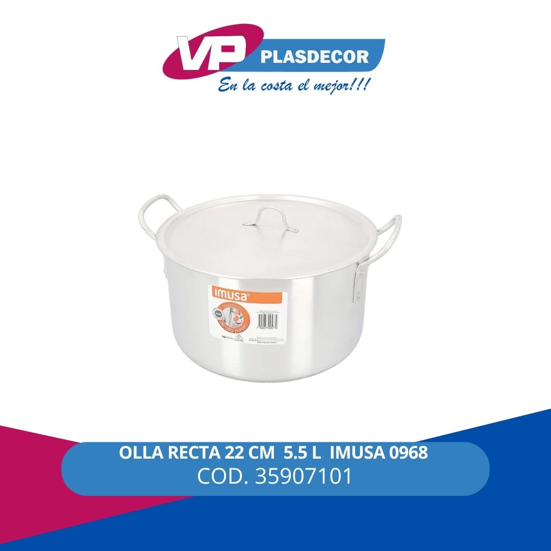 OLLA RECTA 22 CM  5.5 L  IMUSA 0968 - Referencia 35907101 en PLASDECOR Montería