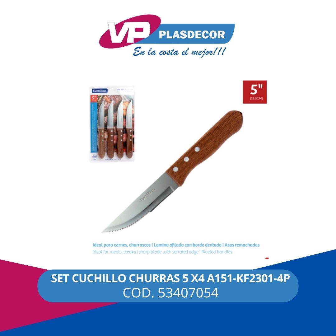 SET CUCHILLO CHURRAS 5 X4 A151-KF2301-4P - Referencia 53407054 en PLASDECOR Montería