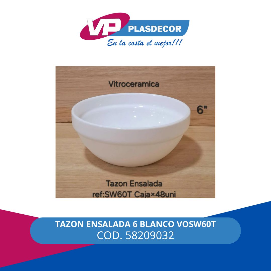 TAZON ENSALADA 6 BLANCO VOSW60T DECORGLA - Referencia 58209032 en PLASDECOR Montería