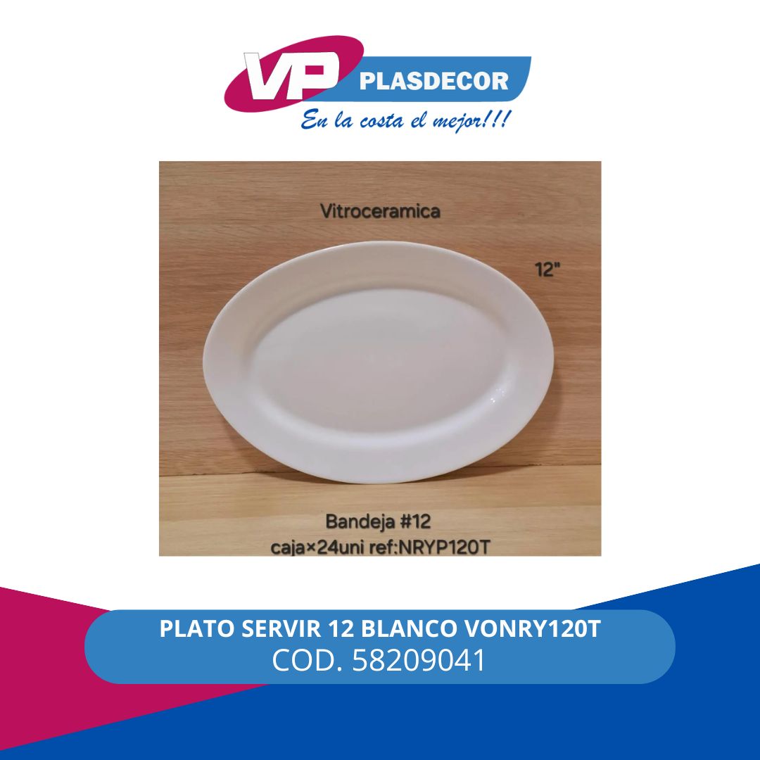 PLATO SERVIR 12 BLANCO VONRY120T DECORGL