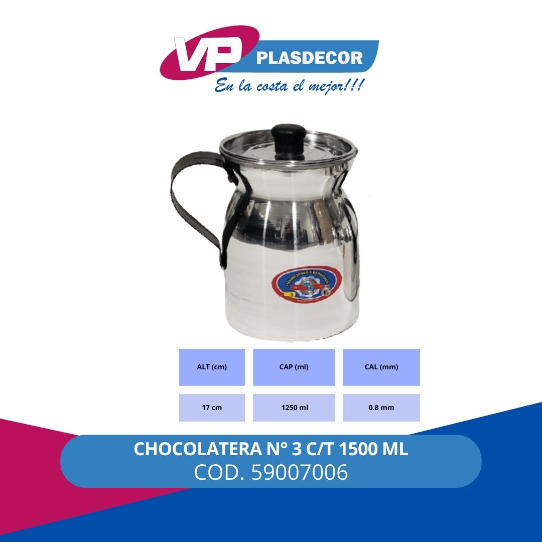 CHOCOLATERA N  3 C/T 1500 ML REPUJADOS