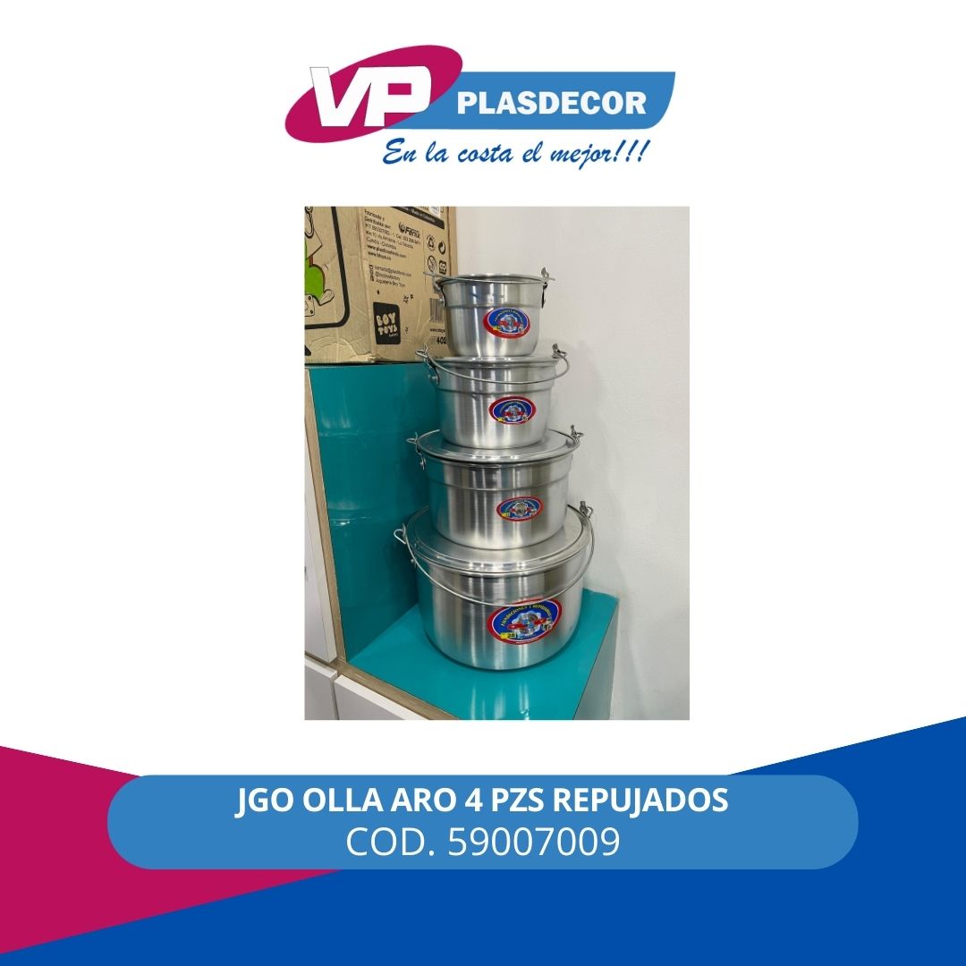 JGO OLLA ARO 4 PZS REPUJADOS - Referencia 59007009 en PLASDECOR Montería