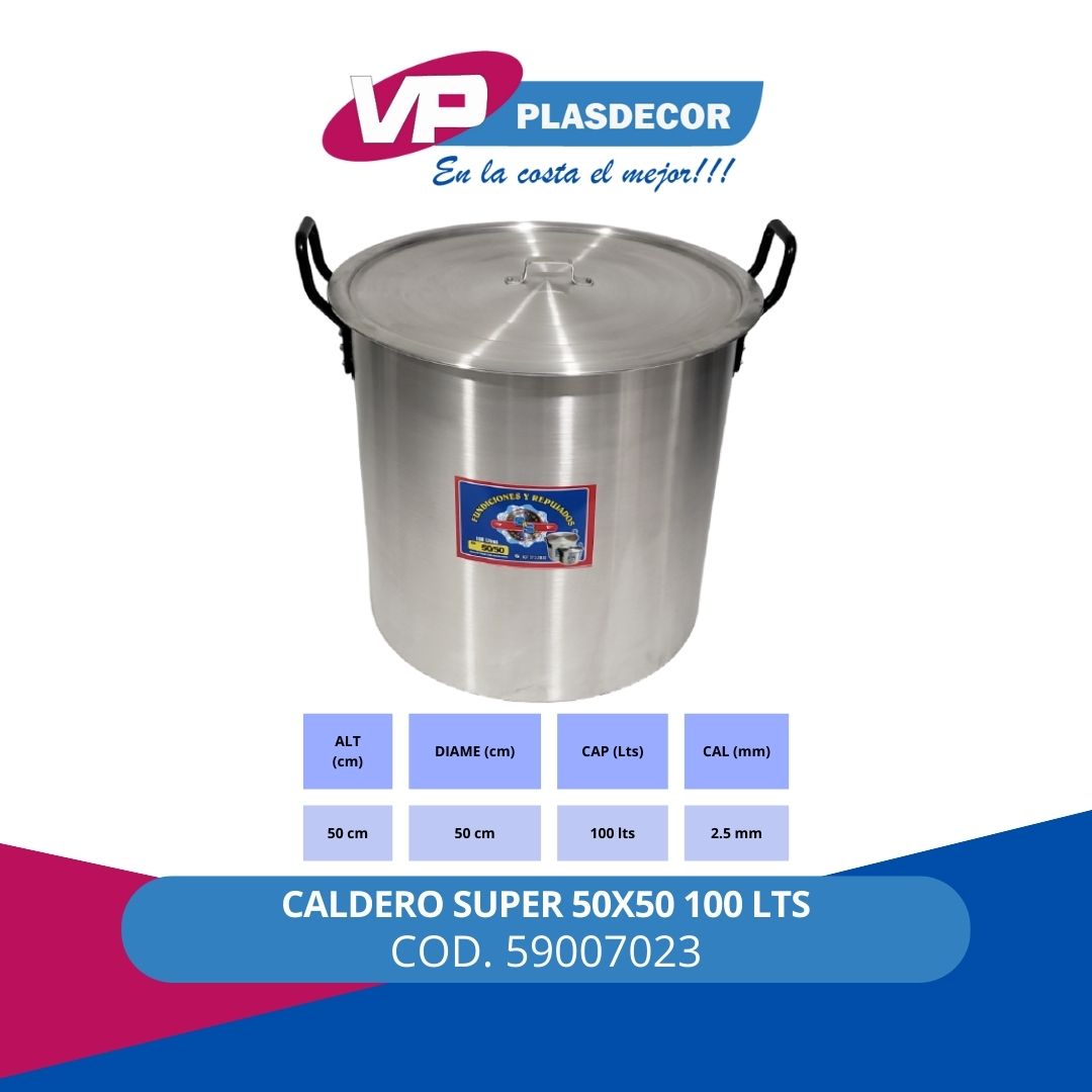 CALDERO SUPER 50X50 100 LT REPUJADOS